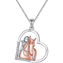 Horse Pendant Necklace S95 Sterling Silver Girls with Horse Gift For Women Girls