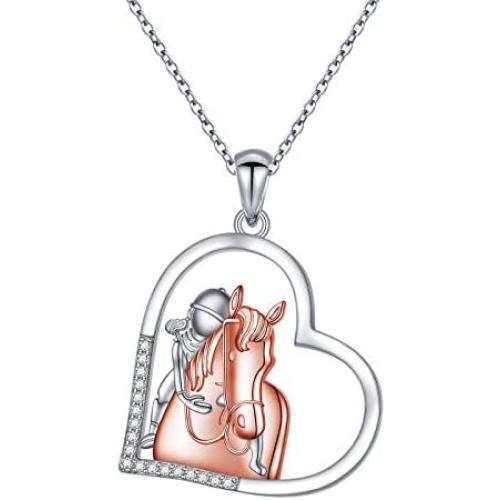 Horse Pendant Necklace S95 Sterling Silver Girls with Horse Gift For Women Girls