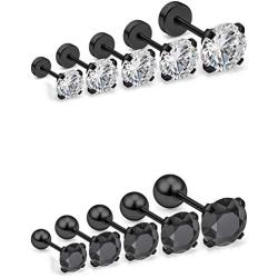 Jenxnjsjo Cartilage Earrings Stud Earrings Helix Conch Piercing Jewelry Cubic Zirconia Stud Earrings Screw Back Earrings for Women Cartilage Earring Stud Stud Earring Set Earrings With Screw Backs