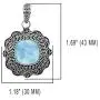 YoTreasure 1.69'' Larimar Solid 925 Sterling Silver Chain Pendant Jewelry YoTreasure 1.69'' Larimar Solid 925 Sterling Silver Chain Pendant Jewelry