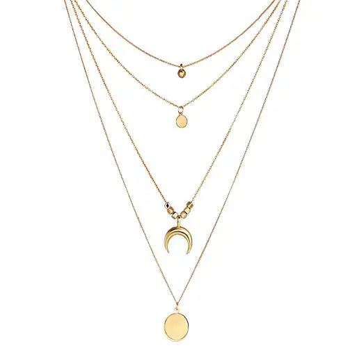 Chargances Bohemia Women Necklace Disc and Moon Necklace Coin Pendant Necklace Delicate Choker Chain Multi layer Necklaces for Women Gold Moon Crescent Disc Jewelry for Women and Girls Chargances Bohemia Women Necklace Disc and Moon Necklace Coin Pendant Necklace Delicate Choker Chain Multi layer Necklaces for Women Gold Moon Crescent Disc Jewelry for Women and Girls
