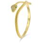 Egyptian Serpent Style Wrap Snake Green Eye CZ Cubic Zirconia Bypass Bangle Bracelet for Women 14K Gold Plated Bras