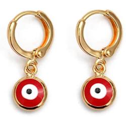 Dainty Huggie Hoop Earrings Blue Evil Eye Small Dangle Hoop Huggie Earrings Minimalist Hypoallergenic Lucky Jewelry Gifts for Women Girl