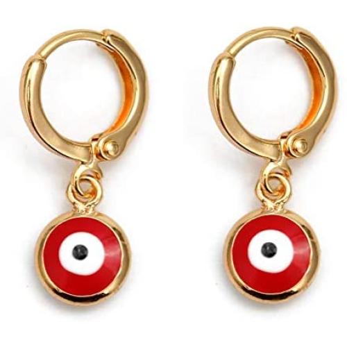Dainty Huggie Hoop Earrings Blue Evil Eye Small Dangle Hoop Huggie Earrings Minimalist Hypoallergenic Lucky Jewelry Gifts for Women Girl