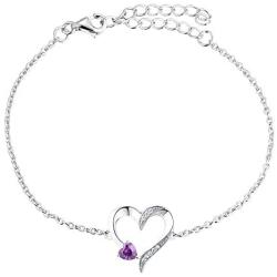 YL Heart Bracelets 925 Sterling Silver Love Heart Bracelet Jewelry Gifts for Women Mom, 6.7+1.2(17+3CM)