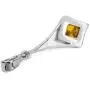 Ian and Valeri Co. Amber Sterling Silver Rhombic Pendant Necklace Chain 18''