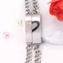 LOYALLOOK Couple Necklace Bracelet Set for Him and Her Bracelet Women Men Stainless SteeI Love CZ Ring Pendant Bracelet Couple Jewelry for Lover