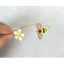 MANZHEN Fashion Yellow Flower and Honey Bee Adjustable Charm Bangle Bracelet Women Jewelry