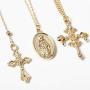 Chargances Gold Cross and Mary Pendant Necklace Long Chain Rosary Beads Necklace Collar Choker Jewelry for Women and Girls Ladies Sexy Party Jewelry