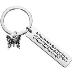 CYTING Butterfly Keychain You Can Go Through A Great Deal of Darkness Yet Become Something Beautiful Inspirational Keychain Graduation Gift Encouragement Gift