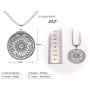 VASSAGO Stainless Steel Fourth Pentacle of Mercury Pendant Necklace Key of Solomon Seal Round Charm Wide Chain Talisman Jewelry for Men