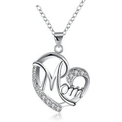 Gifts for Mom Mother Necklace Pendant Sterling Silver for Women Love Heart Mom Birthday Gifts