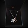 GuqiGuli Sterling Silver Dog Paw Print with Rose Gold Heart Charm Pendant Necklace, 18
