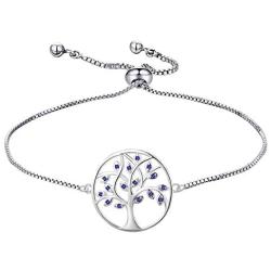 YL 925 Sterling Silver Bracelet Tree of Life Bracelets Cubic Zirconia Created Emerald Tree Jewelry Link Bracelet Gifts