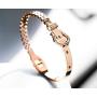 Allure Leather buckle titanium steel plated 18k rose gold bracelet female spring opening couple gift hand ornament