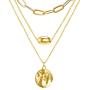 FAMARINE Gold Plated Choker Multi Layered Necklace for Women, Hammered Geometry Pendant Thick Chain Necklace for Women Teen Girls Fashion Jewelry Gift……