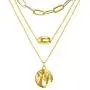 FAMARINE Gold Plated Choker Multi Layered Necklace for Women, Hammered Geometry Pendant Thick Chain Necklace for Women Teen Girls Fashion Jewelry Gift……