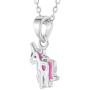 925 Sterling Silver Pink & White Unicorn Jewelry Set Earrings Necklace for Girls