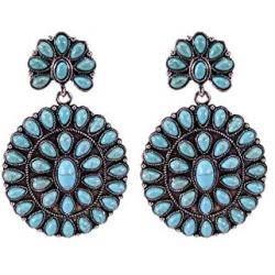 Elegant Vintage Turquoise Western Metal Dangle Earring No.170