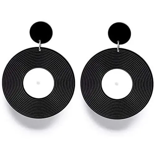 Punk Record Disc Dangle Earrings Music Disk DJ Personality Earrings for Women Girls Punk Record Disc Dangle Earrings Music Disk DJ Personality Earrings for Women Girls