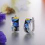 Santuzza 925 Sterling Silver Earrings Classical Face Pattern Fashion Colorful Handmade Enamel Jewelry（Blue/Green）