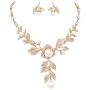 Rosemarie Collections Womens Crystal and Simulated Pearl Flower Long Pendant Jewelry Gift Set