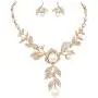 Rosemarie Collections Womens Crystal and Simulated Pearl Flower Long Pendant Jewelry Gift Set