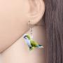 DUOWEI Acrylic Cute Monk Parakeet Parrot Bird Earrings and Necklace Set for Women Teens Girls Drop Dangle Pendant Jewelry Charms Gifts