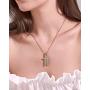 Virgin Mary Cross Pendant Necklace for Women Teen Girls 14K Gold Plated Catholic Christian Jesus Cross Chain Necklace Jewelry