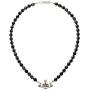 Vivienne Westwood Silver Saturn black crystal necklace with special box and paper bag