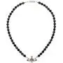 Vivienne Westwood Silver Saturn black crystal necklace with special box and paper bag Vivienne Westwood Silver Saturn black crystal necklace with special box and paper bag