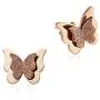 JDXN Rose Gold Stainless Steel Butterfly Stud Earring Pendant Necklace Set For Women Girls Christmas Gift