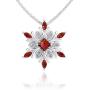 Belinda Jewelz 925 Solid Real Sterling Silver Sparkling Snowflake Hanging Marquise Gemstone Rhodium Plated Womens Fine Jewelry Chain Necklace Pendant, Garnet Red and White Topaz, 1.3 carats, 18-inch