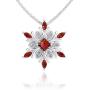 Belinda Jewelz 925 Solid Real Sterling Silver Sparkling Snowflake Hanging Marquise Gemstone Rhodium Plated Womens Fine Jewelry Chain Necklace Pendant, Garnet Red and White Topaz, 1.3 carats, 18-inch