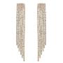 Unicra Long Rhinestone Fringe Earrings Silver Bridal Tassel Dangle Earrings Large Bling Crystal Chandelier Drop Earrings Wedding Party Jewelry for Women and Girls (Gold)