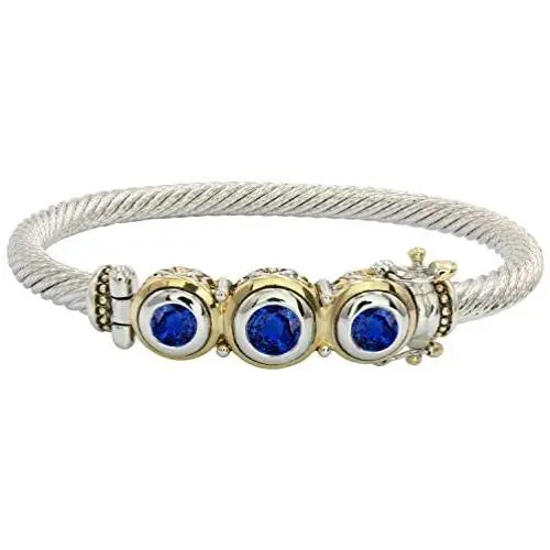 John Medeiros Beautiful Beijos Collection Three Stone Cubic-Zirconia Wire Bracelet with Hidden Clasp Closure …