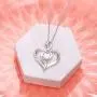 Women Lab Opal Heart Necklace 925 Sterling Silver Jewelry Engraved Love You Forever/Love You with All My Heart Cubic Zirconia Pendant 18 Inches