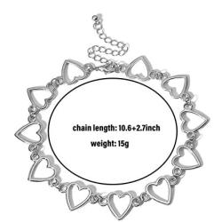 Simple Geometric Hearts Necklace Lolita Choker Chain Cuban Chunky Clavicle Chain Necklace Punk Chic Style Street Fashion Wedding Dress Jewelry for Girls Women