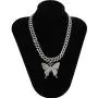Butterfly Cuban Link Necklace Set Hip Hop Rhinestone Chock Chain Iced Out Sparking Bling Zircon Crystal Collar Animal Butterfly Pendant Necklace for Women Girl Party Jewelry-A Silver Butterfly Cuban Link Necklace Set Hip Hop Rhinestone Chock Chain Iced Out Sparking Bling Zircon Crystal Collar Animal Butterfly Pendant Necklace for Women Girl Party Jewelry-A Silver