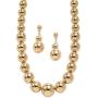 Palm Beach Jewelry Goldtone Graduated Bead Strand Necklace and Earring Set (15.5mm), Lobster Claw Clasp, 18 inches