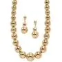Palm Beach Jewelry Goldtone Graduated Bead Strand Necklace and Earring Set (15.5mm), Lobster Claw Clasp, 18 inches