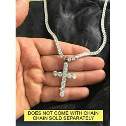 Harlembling Solid 925 Sterling Silver Iced Cross Pendant - 14k Gold Plated - Mens Or Ladies - Tennis Cross - Fits Up to 5mm Chains!