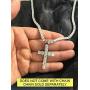 Harlembling Solid 925 Sterling Silver Iced Cross Pendant - 14k Gold Plated - Mens Or Ladies - Tennis Cross - Fits Up to 5mm Chains!