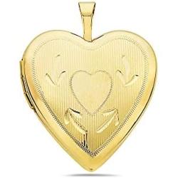 Pori Jewelers 14K Solid Yellow Gold Heart Locket Pendants- For Photos, Messages, sentimentals
