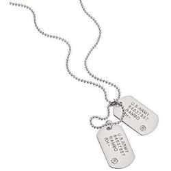 COOLSTEELANDBEYOND Satin Two-Pieces Mens Military Army Dog Tag Pendant Necklace with 28 inches Ball Chain