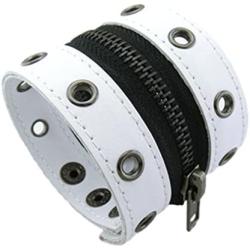 Xusamss Punk Alloy Zipper Wristband Pu Leather Cuff Bracelet,7 1/2 Wrist