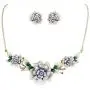 EVER FAITH Womens Austrian Crystal Enamel 3 Peony Flowers Necklace Earrings Set Gold-Tone EVER FAITH Womens Austrian Crystal Enamel 3 Peony Flowers Necklace Earrings Set Gold-Tone