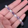 CiNily Adjustable Tennis Bracelet-Oval or Flower Shape White Gold/Sterling Silver Plated Opal Bracelet for Women Girls Gemstone Bracelets