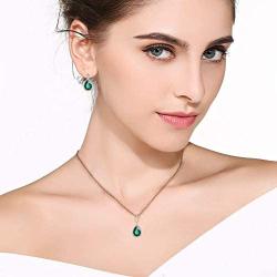 Swarovski Crystals Teardrop Pendant Necklace Earrings for Women 14K Gold Plated Hypoallergenic Jewelry Set
