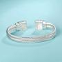 UNY Designer Inspired Jewelry Double Cable Wire Square CZ Antique Bangle Elegant Beautiful